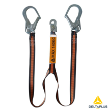 Cabo Anticaídas doble 1.5m Cinta Elastizada  C/Amortiguador y Mosquetón de 18mm y 55mm hasta 140kg CV1026XLM65 Deltaplus
