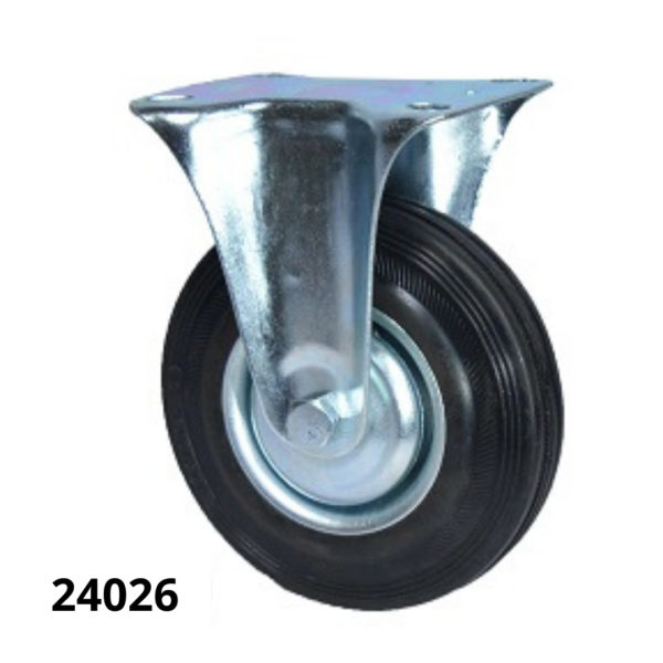 Rueda Chapa y Goma con Rodillos - Serie M Liviana C/Soporte Fijo N24026