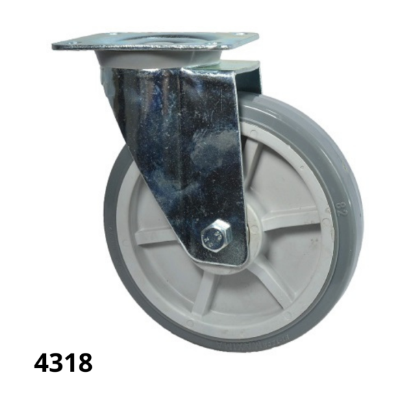 Rueda Polipropileno y PVC - HI TEC - Serie M  Reforzada C/ Soporte Giratorio N4318